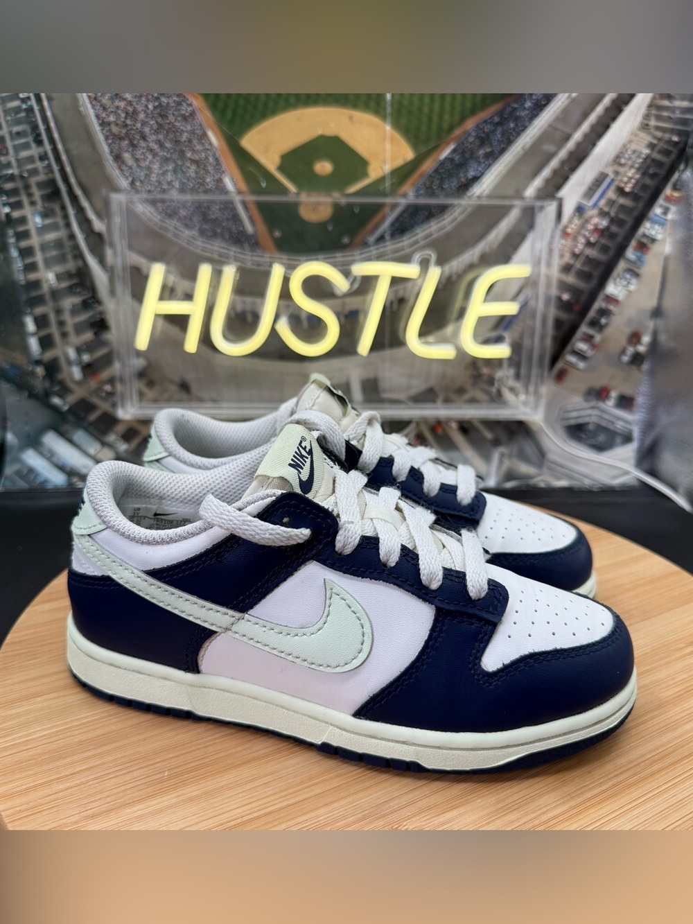 Nike Dunk Low (PS) Shoes Kid’s Youth SZ 1Y Sail Volt Tint Midnight Navy